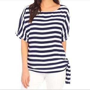 MICHAEL KORS Navy Stripe side tie top